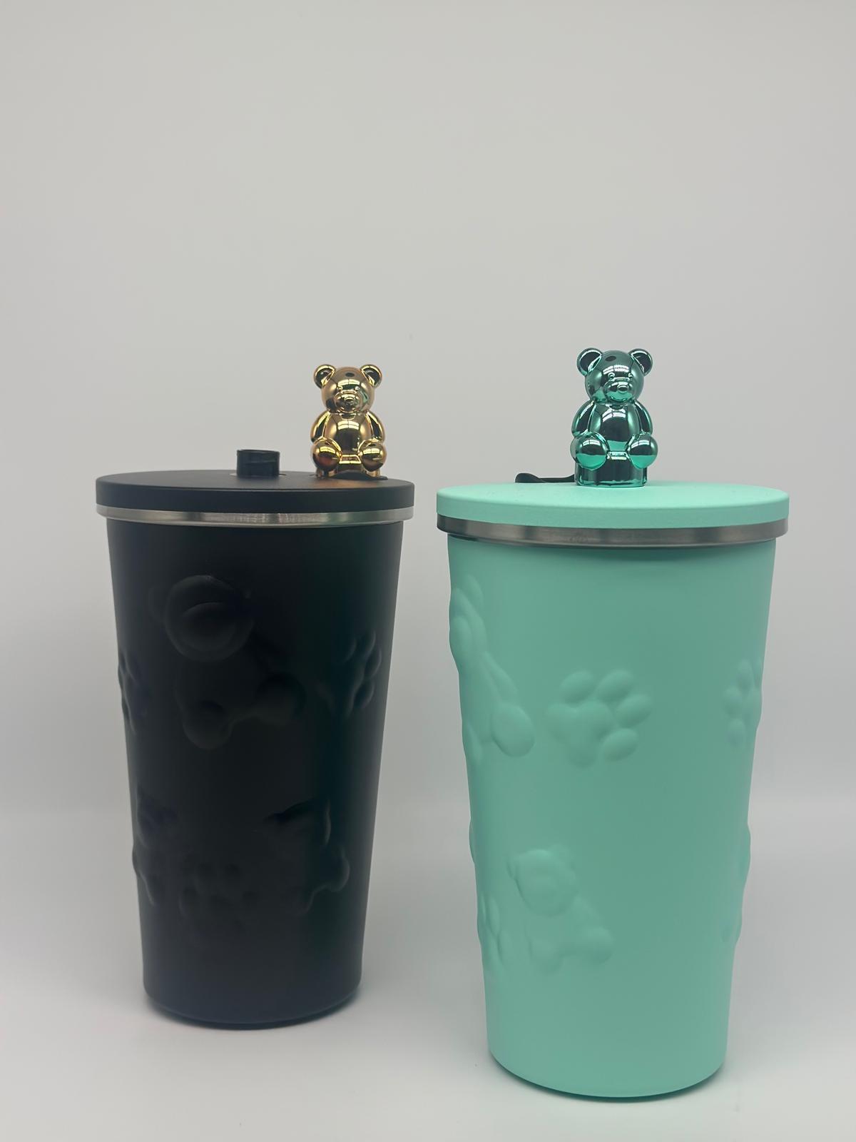Cute Teddy Bear Insulated Tumbler with Lid – 500ml