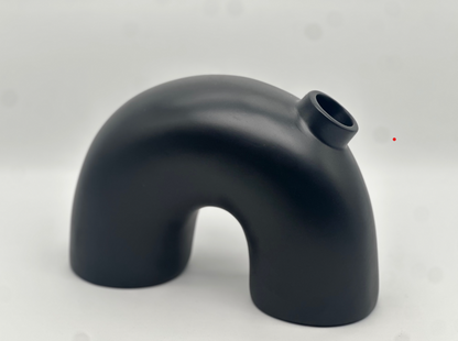 Modern Arch Resin Vase – Matte Black, 6" Tall