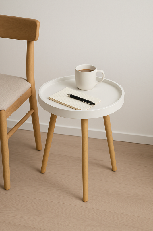 Round All-Wood Accent Table – 15.8" Diameter, 18.2" Tall