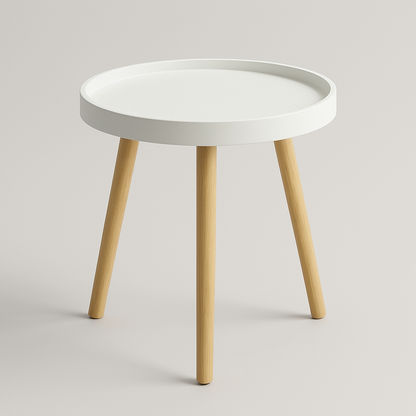 Round All-Wood Accent Table – 15.8" Diameter, 18.2" Tall